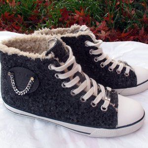 Juicy Couture High Top Sneakers 8 Wool Sequins